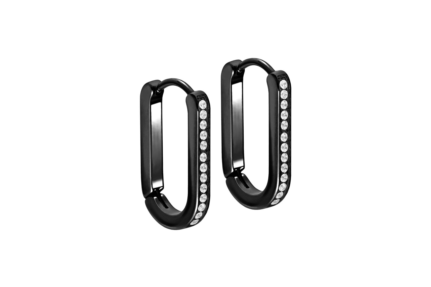 Chirurgenstahl Ohrclicker Creolen OVAL + EINGEFASSTE KRISTALLE von Piercingline